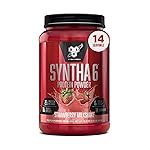 BSN SYNTHA-6 Premium Protein Powder with 6g of Fiber, Whey Protein, Micellar Casein, Milk Protein Isolate Blend, 5g Fat, Strawberry Milkshake, 14 Servings (Packaging May Vary)