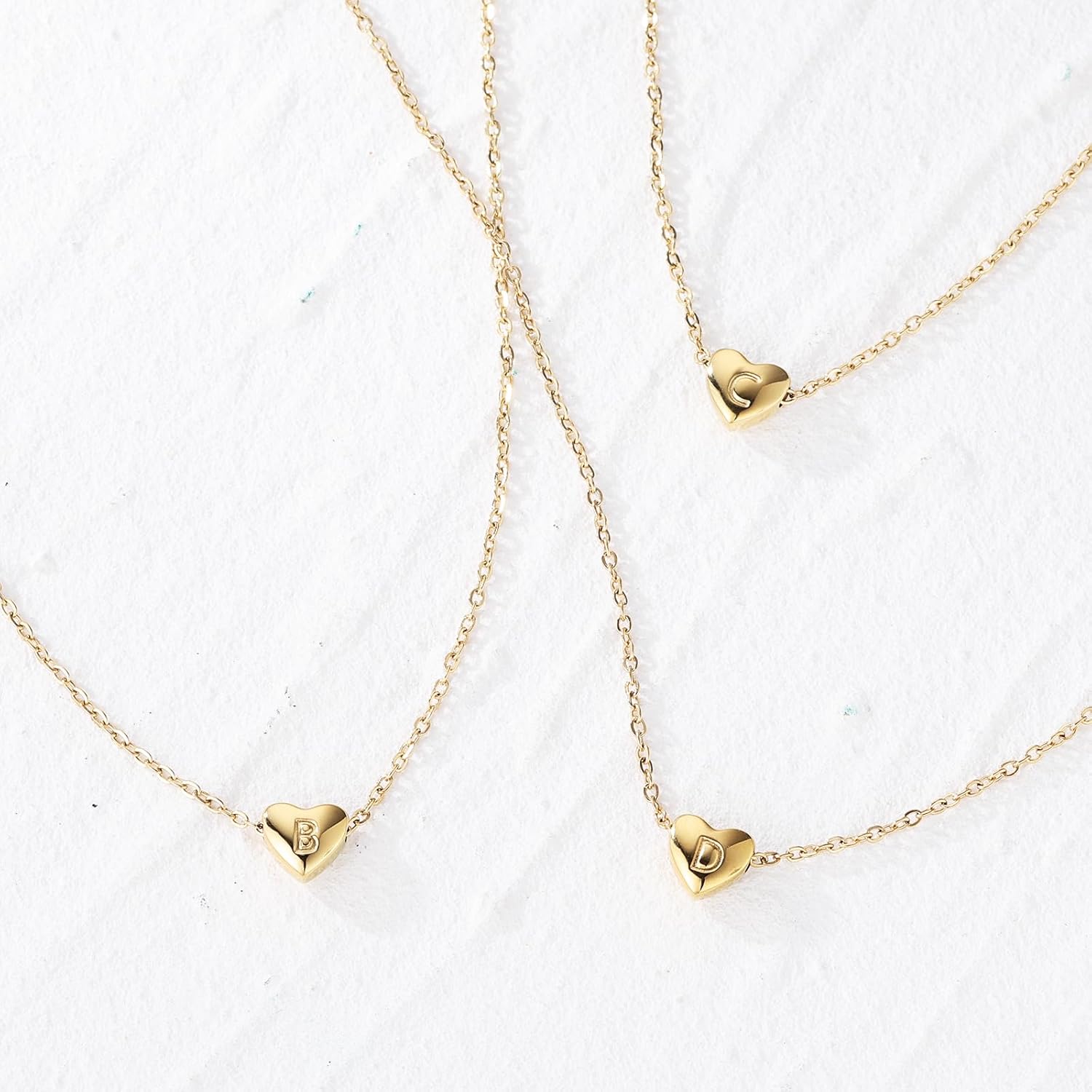 18K Gold Plated Personalized Heart Necklace for Women - Dainty Adjustable Tiny Pendant with Letter Charm - Image 6