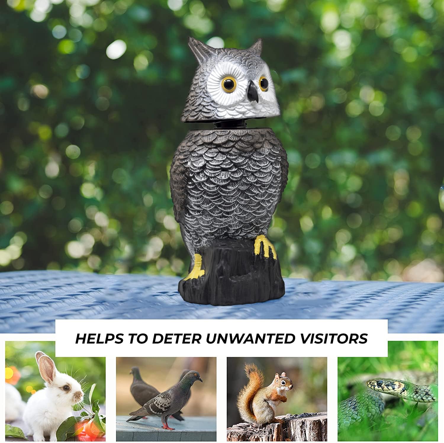 Galashield Owl Decoy to Scare Birds Away Scarecrow Fake Owl with Rotating Head 15" Tall - Image 4