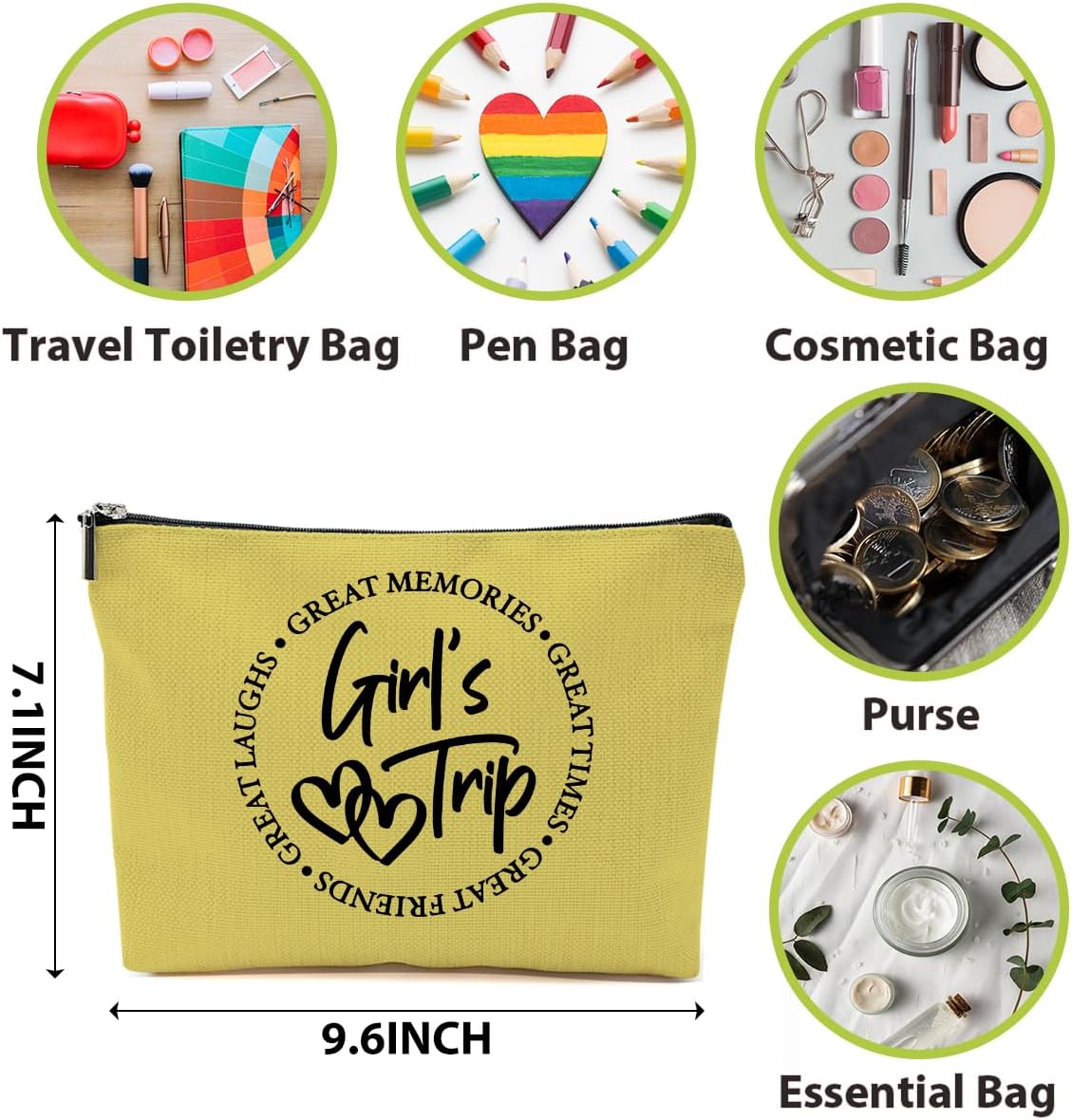 5 Pcs Girls Trip Gifts Favors, Girls Weekend Gifts Makeup Bag, Bestie Gifts Weekend Bag Travel Gifts Vacation Cosmetic Bag, Friendship Gifts for Women Bestie, Graduation Wedding Gifts Toiletry Bag - Image 2