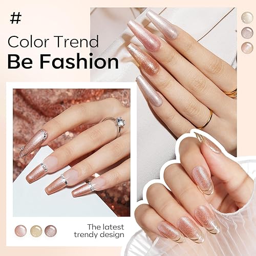 Miniatura 4 de modelones - Juego de 6 esmaltes en gel, tonos piel neutros, rosa con brillantina, pera brillante, manicura semipermanente de led para casa, sala de