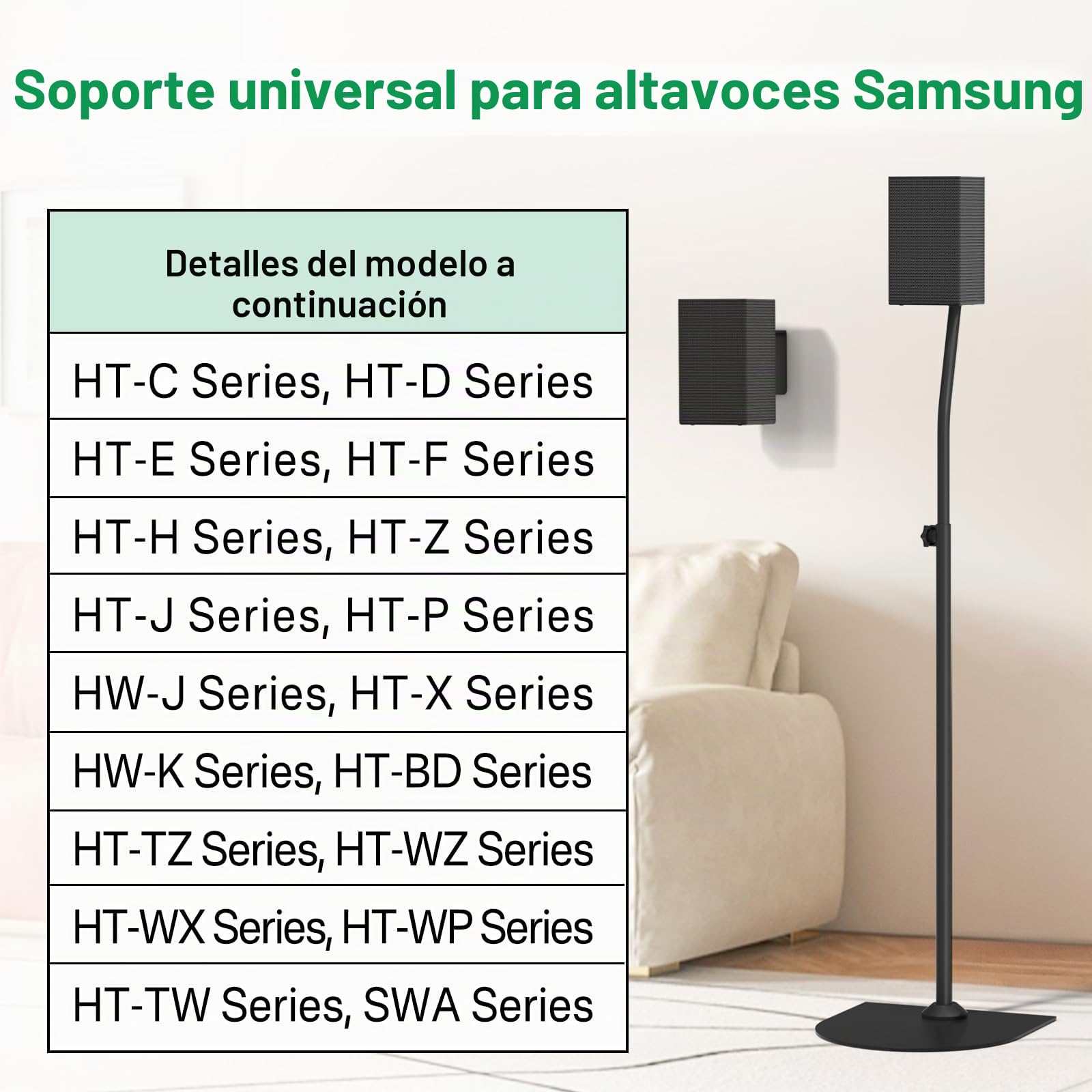 Samsung - Soporte para altavoces traseros y soporte de pared, altura ajustable de 83,8 a 106,7 cm, soporte para altavoces de pie para HW-Q990C y otros Samsung