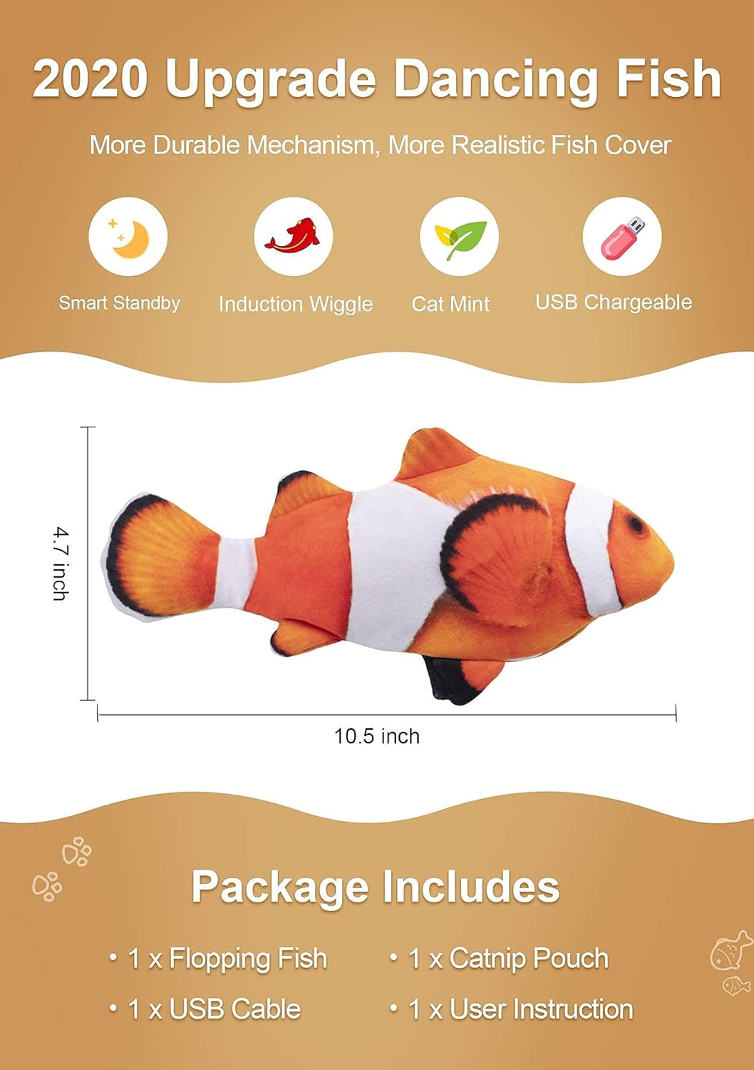 Potaroma Flopping Fish Cat Dog Toy and 4 Pack Catnip Balls