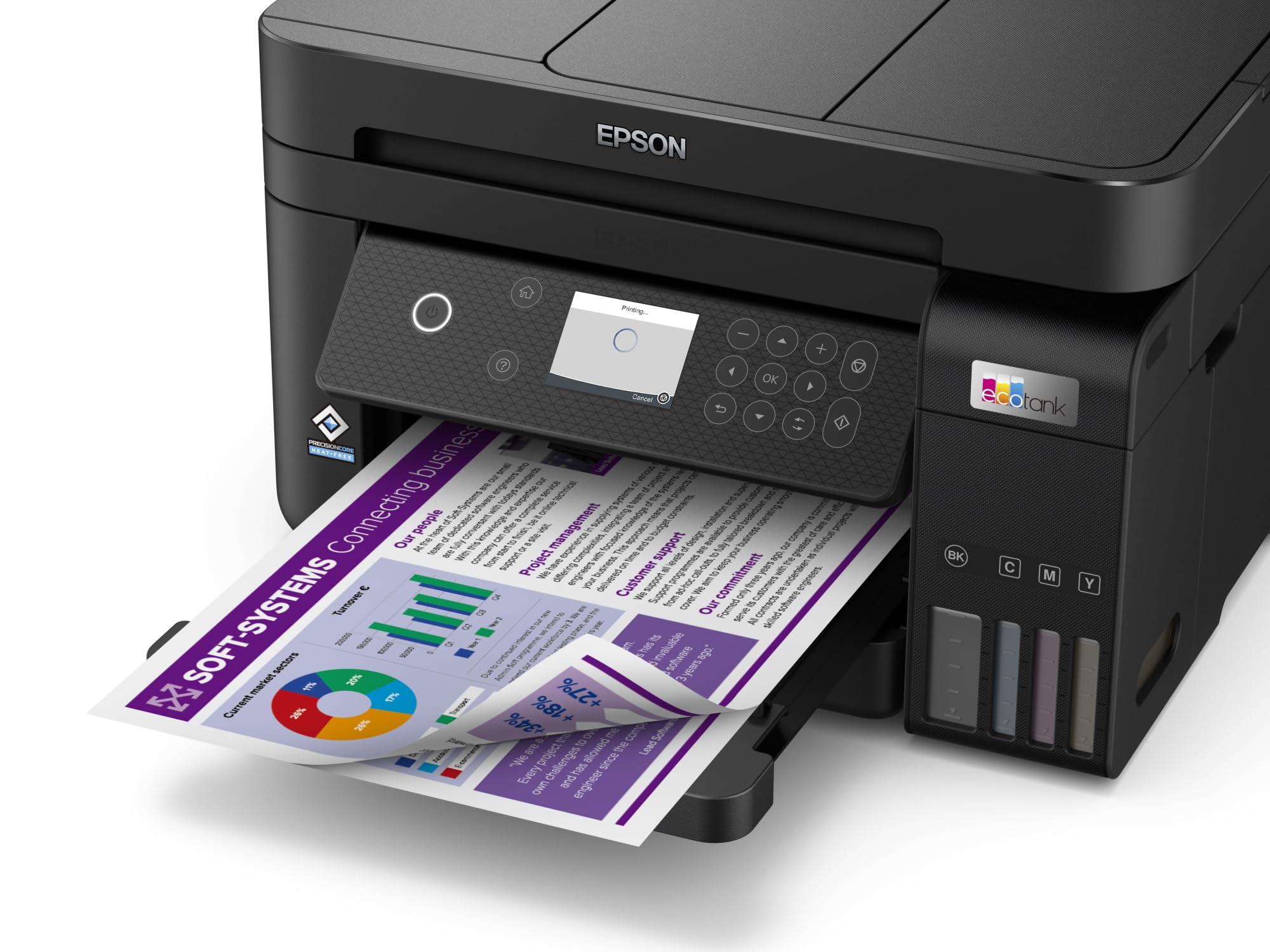 Epson EcoTank ET-3850, Impresora WiFi A4 Multifunción 3en1 con Depósito Tinta Recargable, Impresión Doble Cara (Dúplex), Alimentador Documentos (ADF), Pantalla LCD, Bandeja Frontal, Mobile Printing