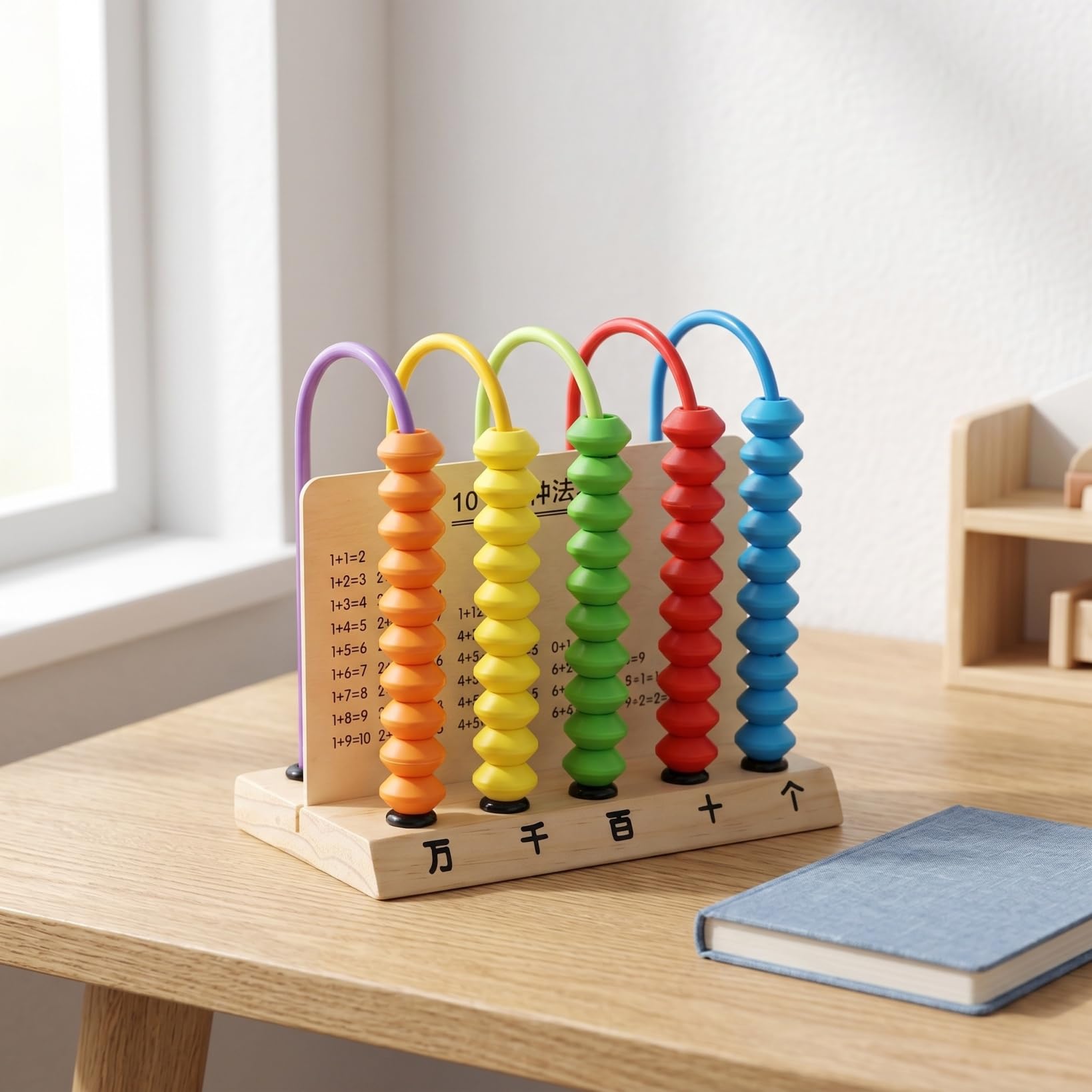 Vaguelly Ábaco Educativo Infantil Juguete De Cálculo para Niños con 5 Varillas Y 50 Cuentas Herramienta De Aprendizaje para Sumar Restar Y Contar Desarrollo Cognitivo En Casa