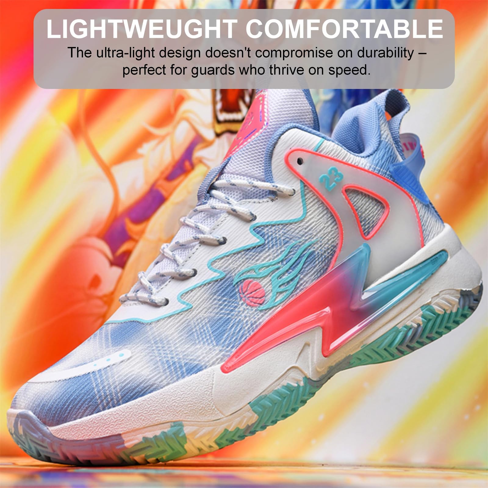 Moodeng Basketball Shoes for Women Anti Slip Supportive Athletic Training Sport Shoes Comfortable Fashion Sneakers Blue