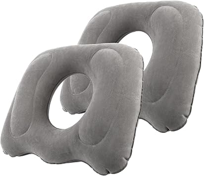 2 Pack Inflatable Donut Pillow, Hemorrhoid Pillows for Sitting, Portable Donut Cusion for Pressure Relief, Tailbone & Coccyx Support for Home, Office, Wheelchair and Car