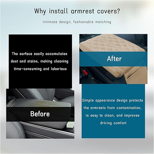 Miniatura 5 de Funda para consola central de automóvil, 12.8 x 8.6 pulgadas, almohadilla de cuero de espuma viscoelástica para reposabrazos de automóvil, almohada