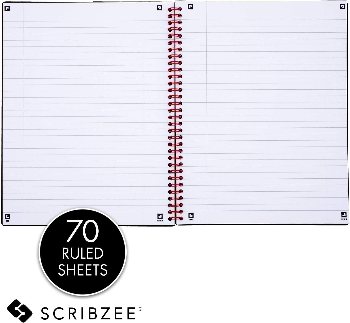 Black n' Red Notebook, Durable Poly Cover, Premium Optik Paper, Scribzee App Compatible, Environmentally Friendly, Spiral Binding, 11-3/4" x 8-1/4", 70 Double-Sided Ruled Sheets, Secure Bungee Closure, 1 Count (E67008)