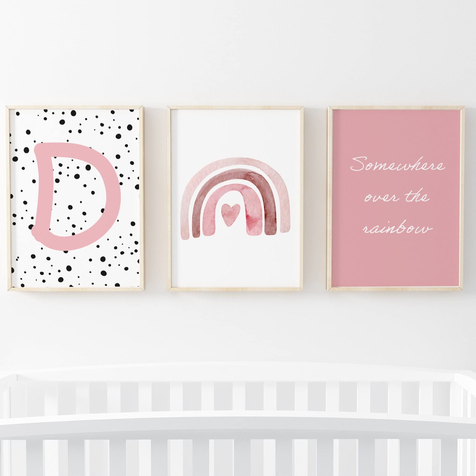 Pompom Prints® Set of 3 Girls bedroom Prints, Rainbow Nursery Prints, Scandi Boho Style Nursery Decor, Playroom Prints [Picture frames not included] (A3, D) — image 1