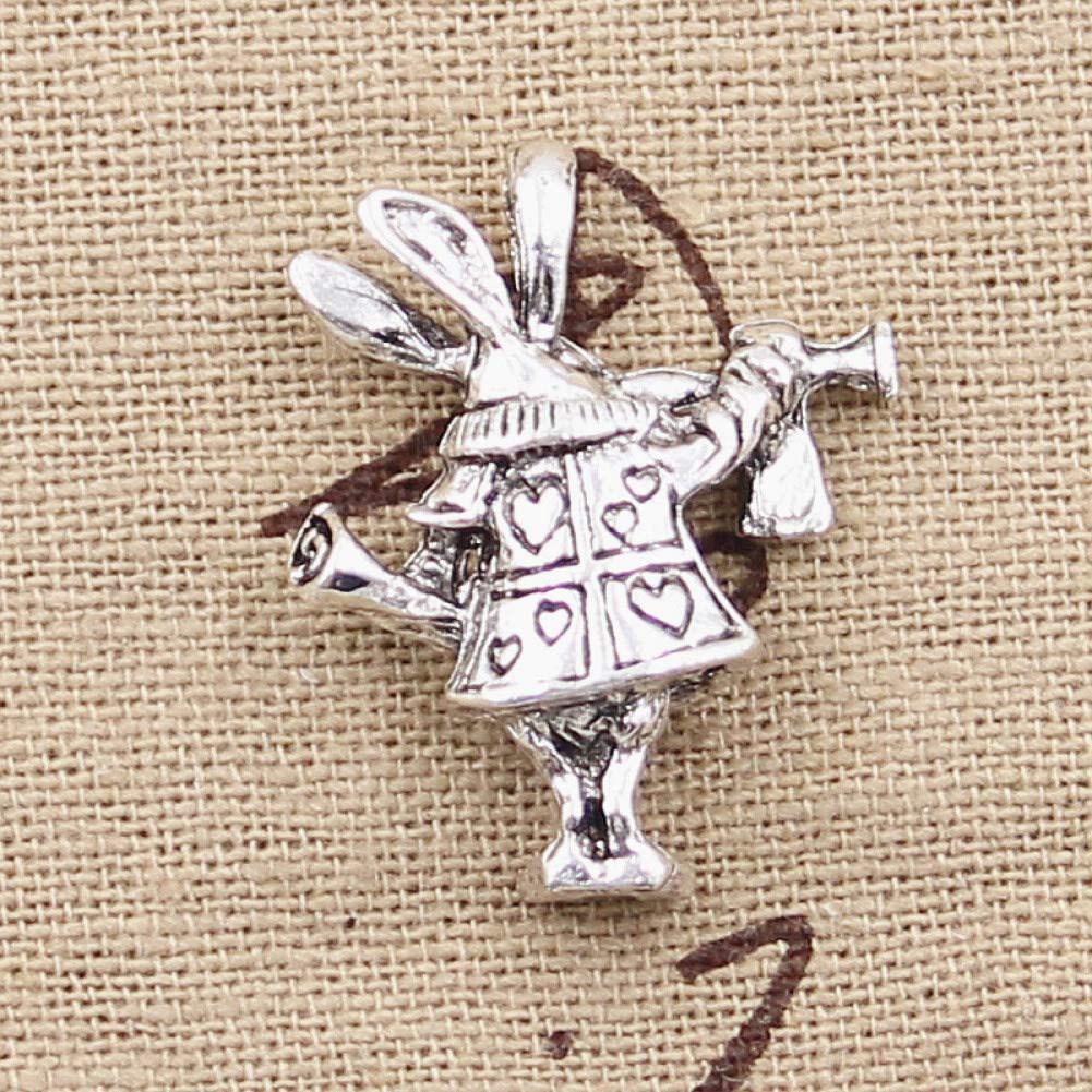 LLBBSS 4Pcs Charms 3D Horn Bunny Rabbit 27X23X7Mm Antique