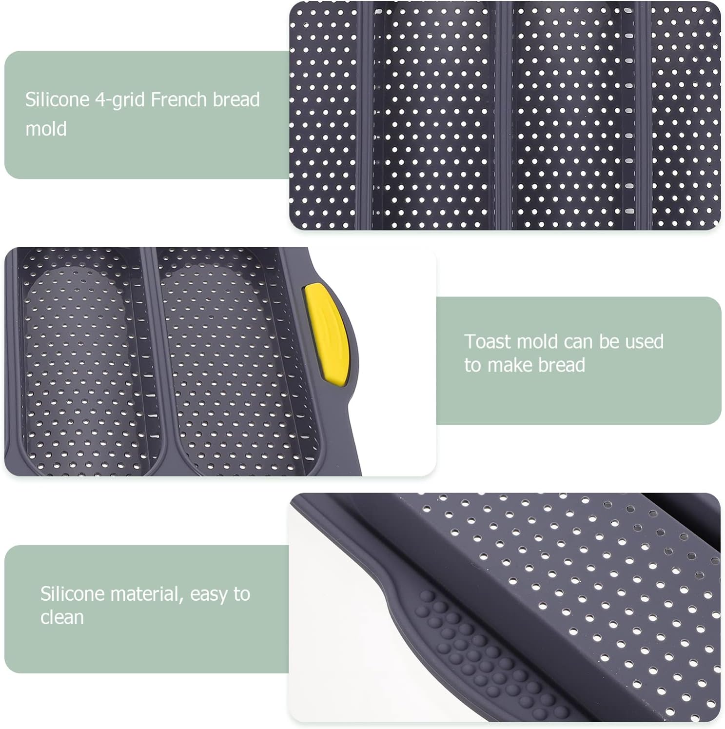 French Loaf Bread Mold Silicone Baking Pan Mini Loaf Pans Non-stick Design
