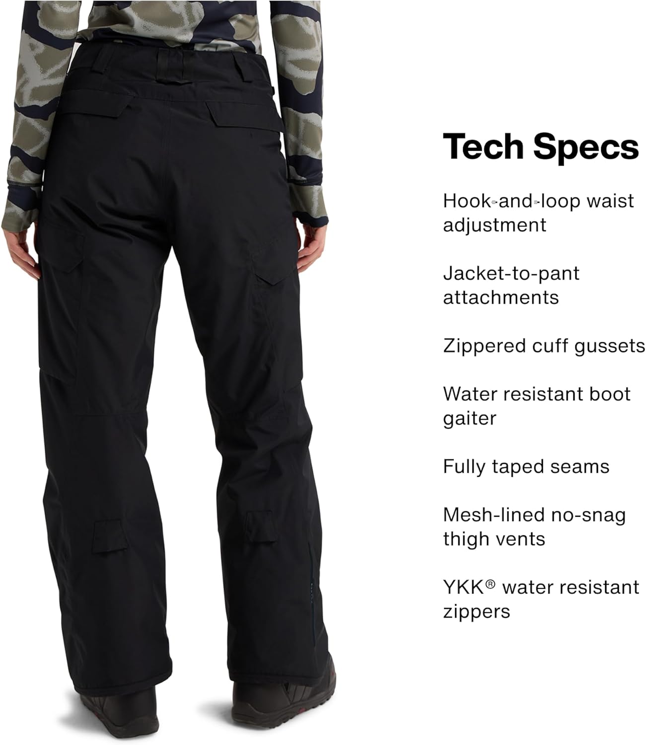 Burton Women’s Reserve 2-Layer Insulated Pants – Waterproof Winter Snowboard Pants – True Black, Large (Short)