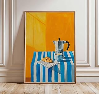Xenulab French Caf Breakfast Poster: Coffee and Croissant Wall Art Print