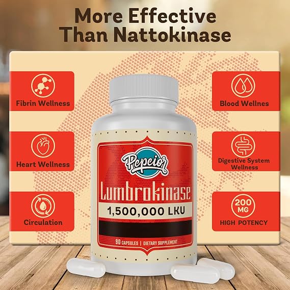 Lumbrokinase 200mg (Max Activity 1,500,000 LKU) - Lumbrokinase Enzymes Supplement, More Effective Than Nattokinase - 90 Capsules (2 Bottles)