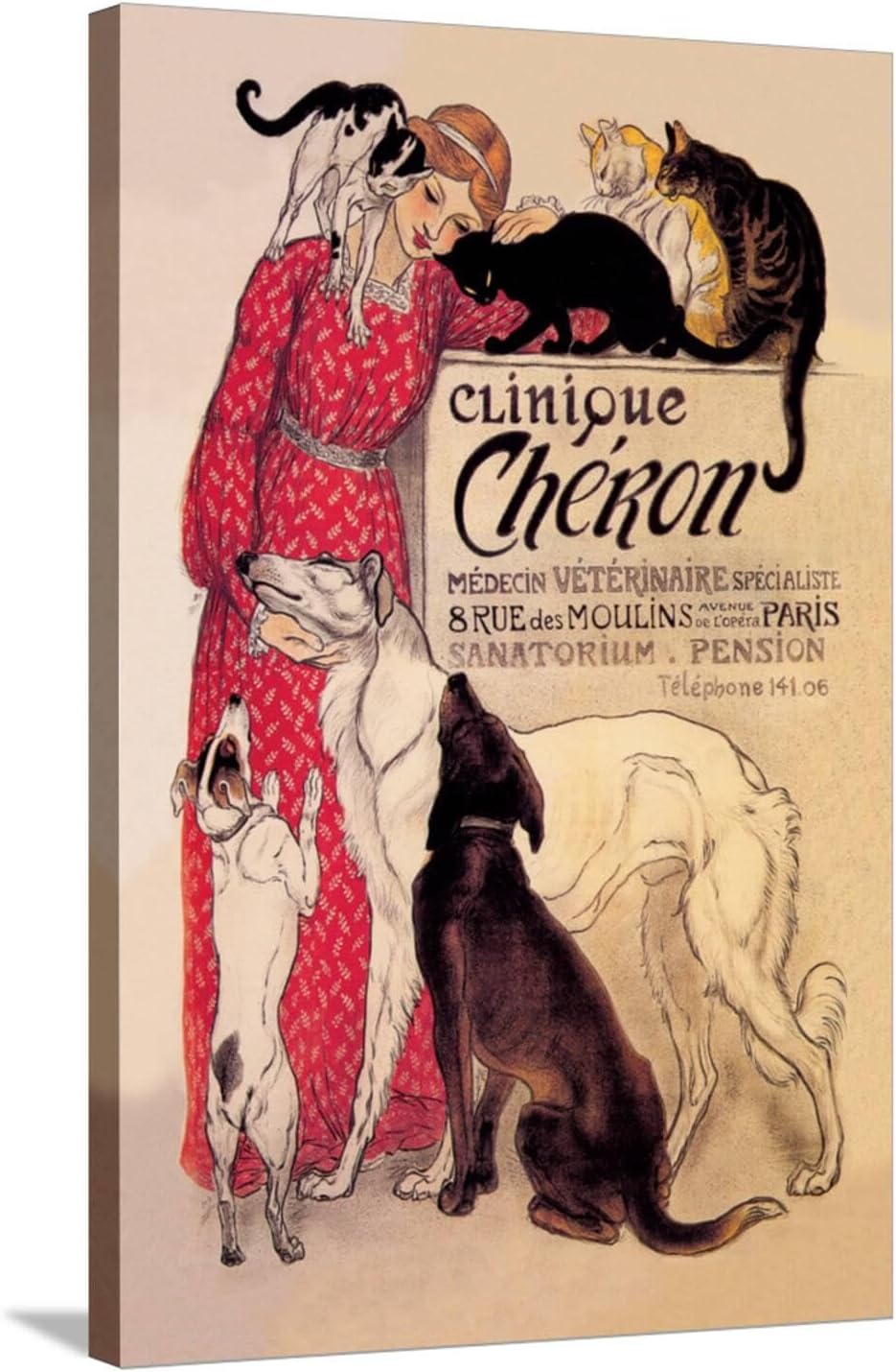 ART.COM Wall Art Print Clinique Cheron, Veterinary Medicine and Hotel by Théophile Alexandre Steinlen, 24" x 36"
