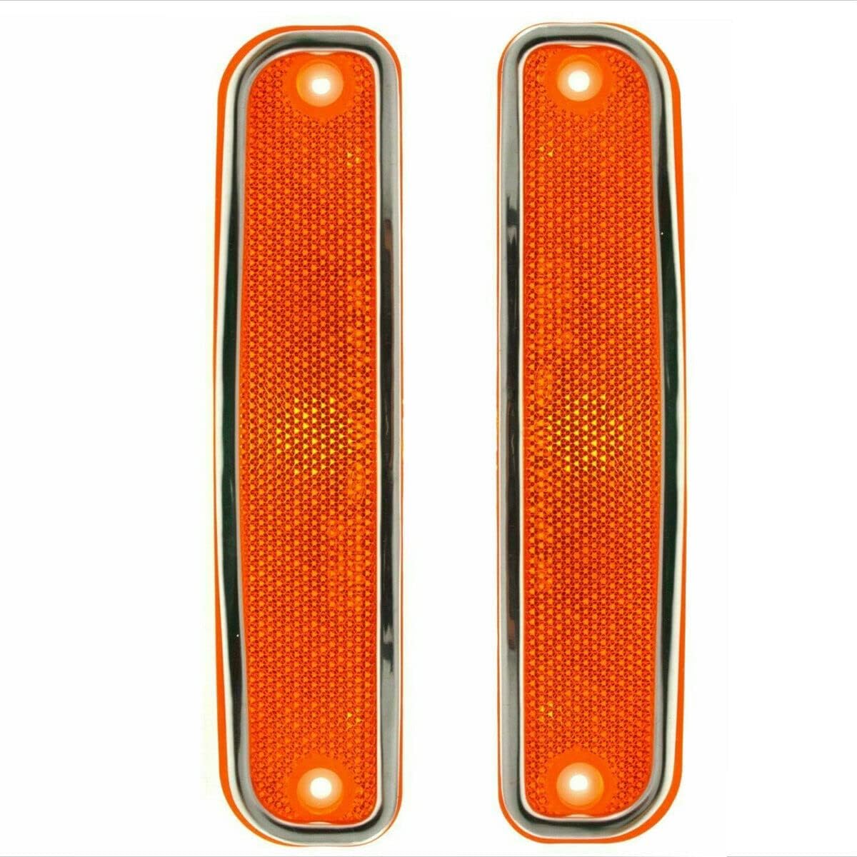 Parts N Go Side Marker Light Set Replacement with Chrome Trim For 1973-1980 C/K Pickup Truck Suburban Blazer Jimmy Driver & Passenger Side Left Right - GM2550108 6270434
