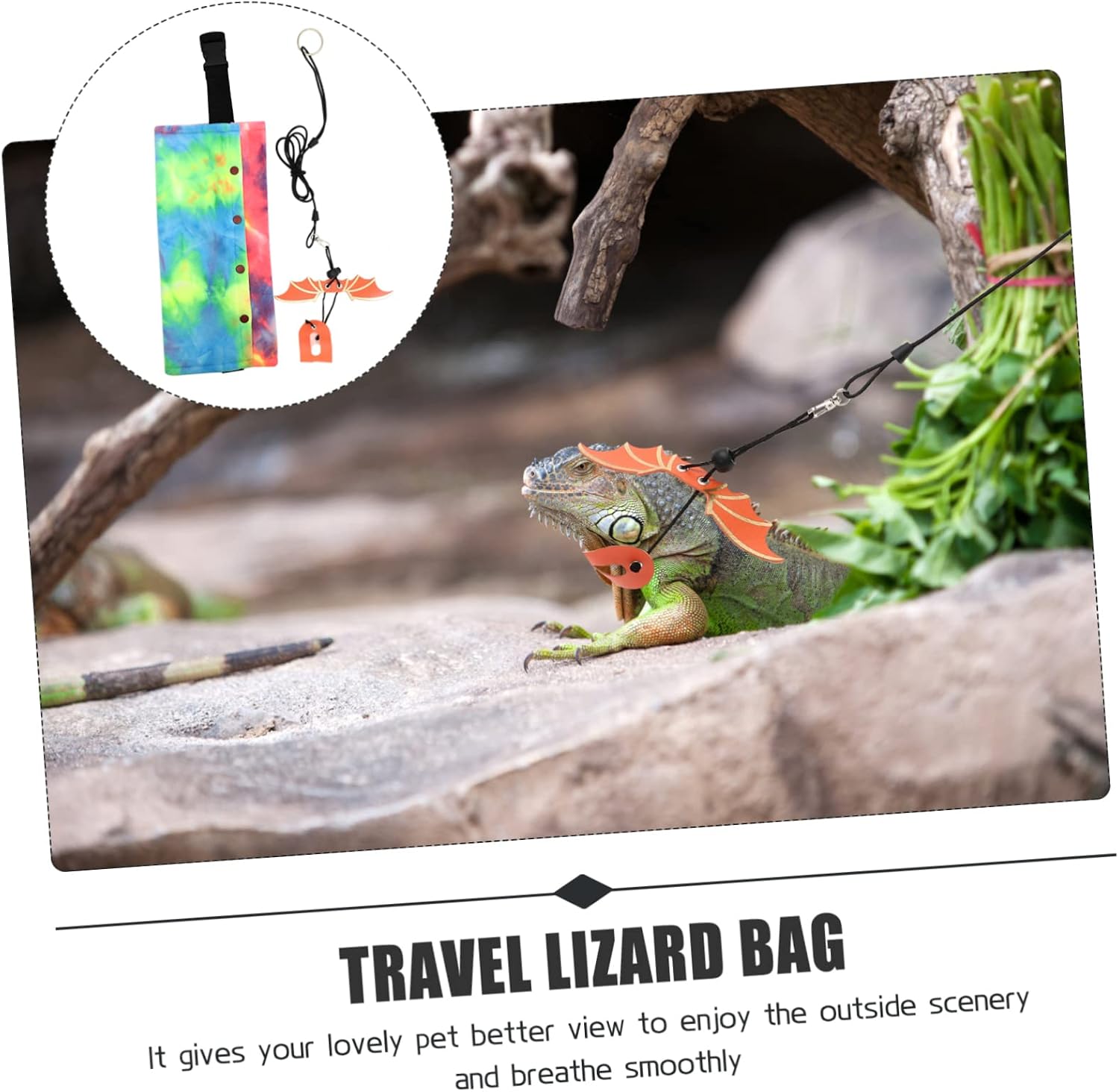 Kisangel Pet Lizard Bag Reptile Leash Outdoor Carrier Bag for Bearded Dragon Sling
