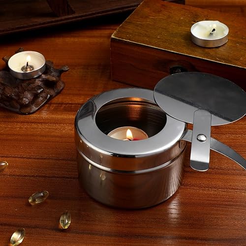 Miniatura 3 de Cabilock Soporte de combustible de acero inoxidable con cubierta para platos de rozaduras, caja de combustible de calor enlatada, quemador enlatado