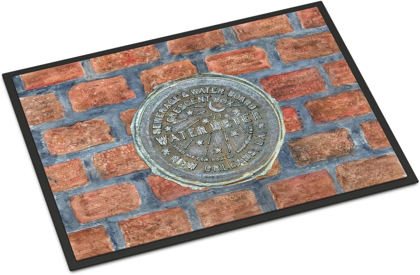 Caroline's Treasures 8829MAT New Orleans Watermeter on Bricks Doormat 18x27 Front Door Mat Indoor Outdoor Rugs for Entryway, Non Slip Washable Low Pile, 18H X 27W