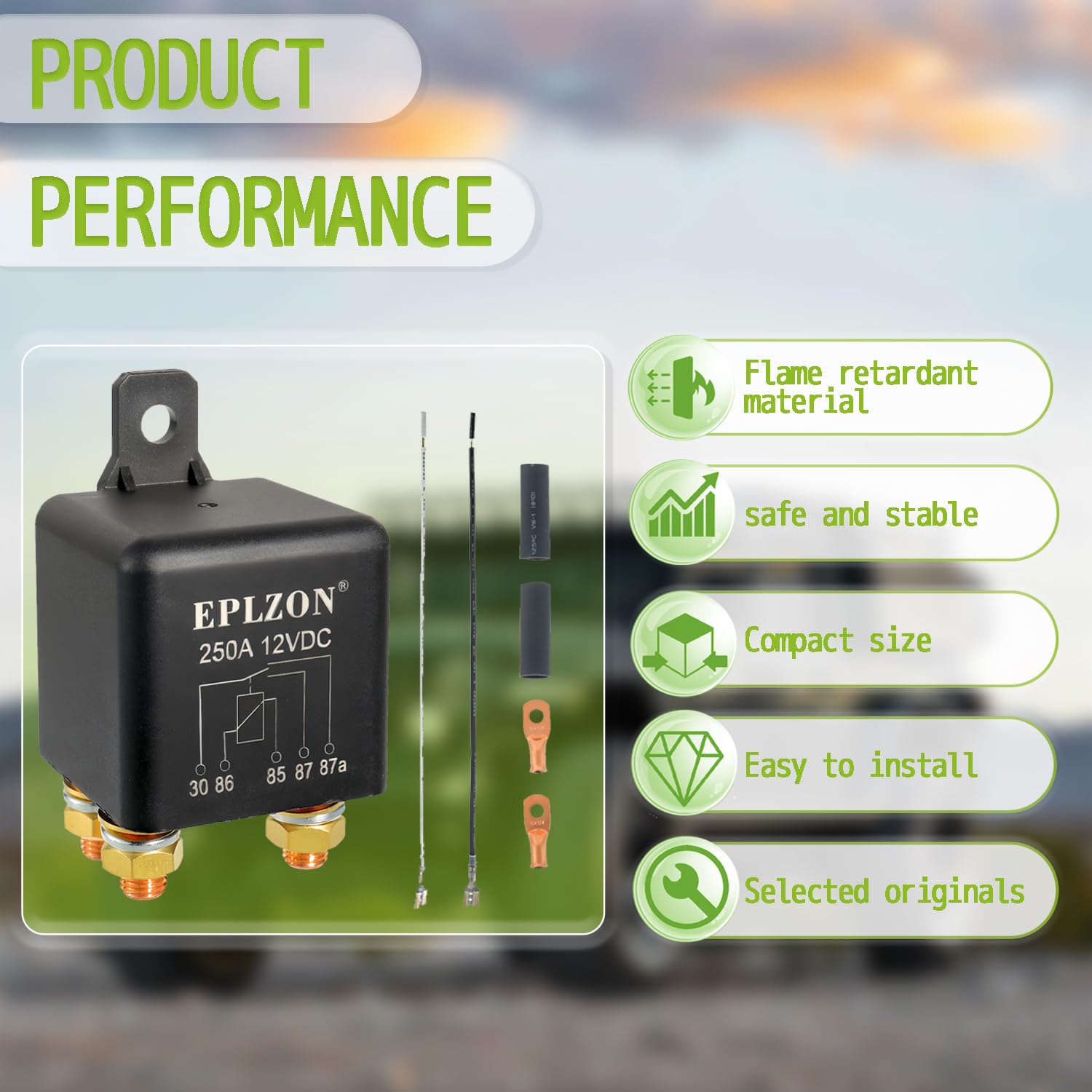 250A Continuous Duty Relay 250 Amp 12V DC 5 Pin SPST Automotive Power Starter Split Charge Relay for Truck Boat Marine RV Camper