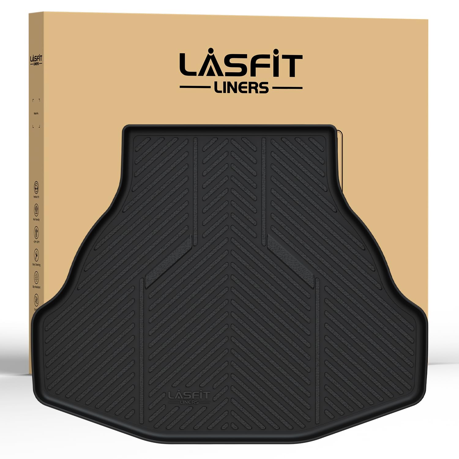 LASFIT Trunk Mat for Honda Accord 2017 2016 2015 2014 2013 Sedan Only, All Weather Custom Fit TPE Cargo Mat Trunk Tray Cargo Tray, Black (Not for Coupe & Hybrid)