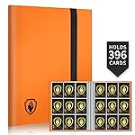 Card Binder 9 Pocket, Fabmaker 396 Pockets Trading Card Binder, Premium Collector Card Album for Standard Cards, Side Loading Card Collection Folder for MTG, TCG, Game Cards, Sport Cards, Orange
