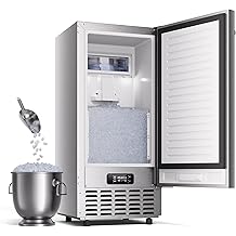 ecozy Undercounter Nugget Ice Maker, 66 Lbs/Day, Soft Pebble Chewable Ice, Bulit-in & Freestanding, Horizontal Handle, Reversible Door, Self-Cleaning & 24H Timer - Stainless Steel
