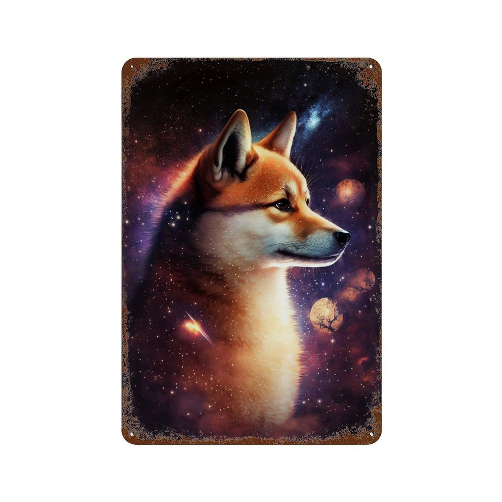 Garage Style Cosmic Wolf Portrait-44 Vintage Metal Tin Sign 11.8"x7.9", Classic Wall Plaque for Bar And Workshop
