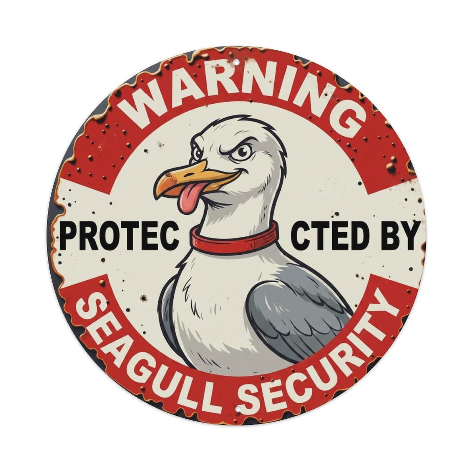 Tgrcjimh Style Metal Tin Sign Warning Protected By Seagull Security Vintage