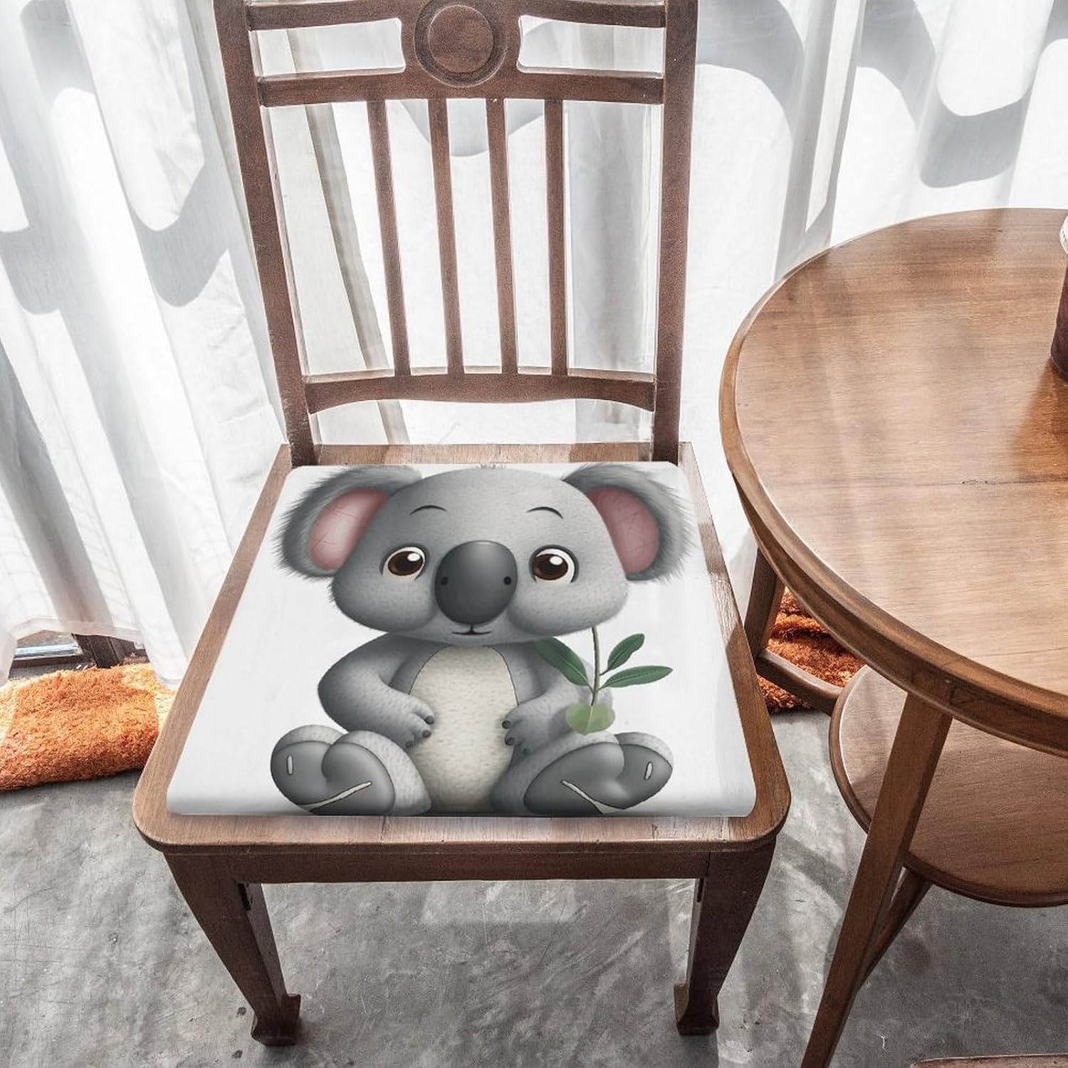 Cartoon Koala Chair Cushion Floor Pillow Stool Cushion | Cushions with Removable Cover with Square Memory for for Chair Living Room Balcony Office Sofa,13.8*15*1.2 Inch