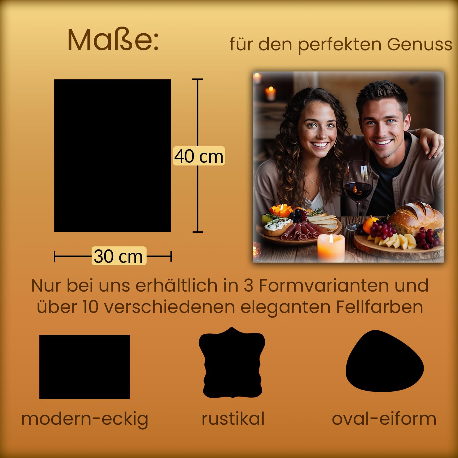 2er Platzset Platzdeckchen, echt Kuhfell abwaschbar, Tischset natürlich rutschfest, Deko Telleruntersetzer Esstisch Wohnzimmer (braun Weiss, 40 x 30 cm rechteckig)