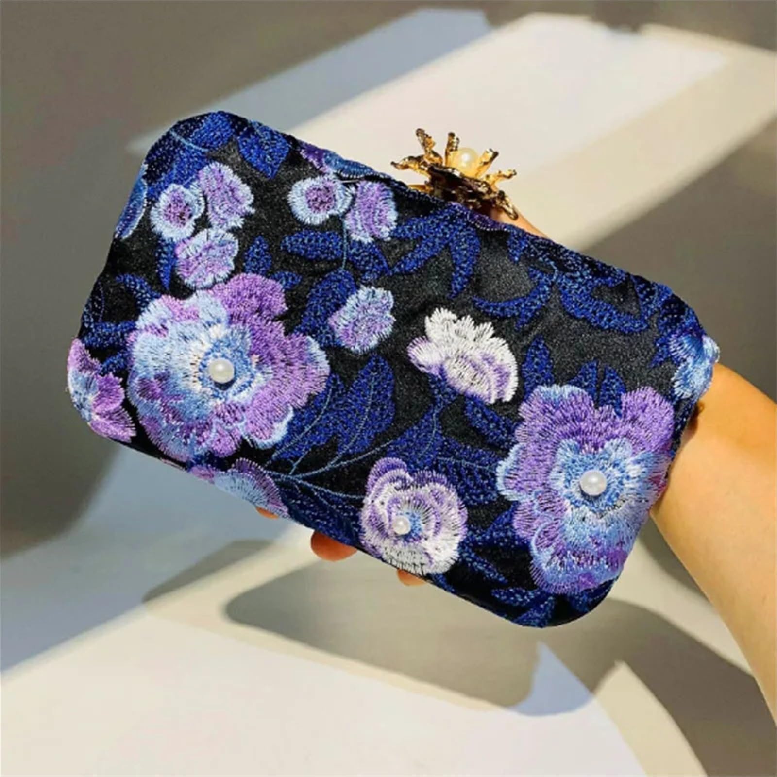 Bestickte Clutch Handgemachte bestickte Damentasche Perlen Abendtasche Damen Handtasche Vintage Schultertasche FüR Hochzeits Party Und Geschenke