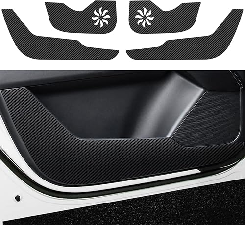 Kesenloe Protector de puerta de automóvil, 4 unidades, de cuero de fibra de carbono para umbral de puerta, protector de entrada de puerta automotriz
