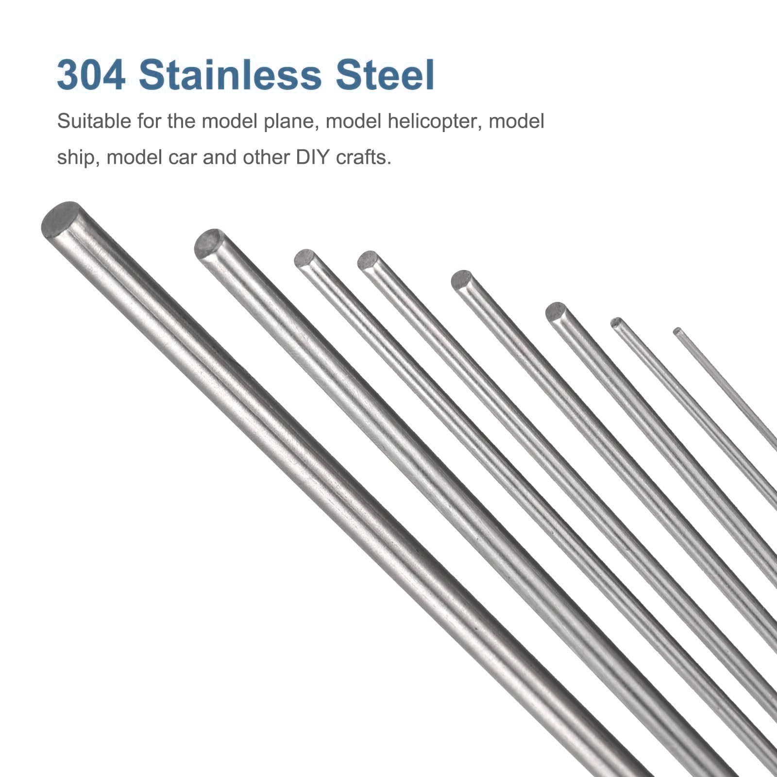 Unifizz Asta rotonda in acciaio inox 304 3 mm x 50 mm 10 pezzi