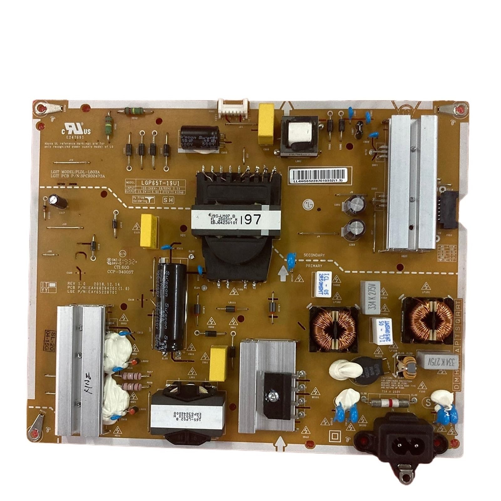 Scheda di Alimentazione TV, Compatibile con LG, EAY65228701 EAX68284201 LGP65T-19U1 Scheda di Alimentazione for TV OLED 65UM7300PUA 65UM7300AUE