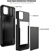 Vista 3 de Nvollnoe Funda para iPhone 11 Pro Max con tarjetero resistente de protección de doble capa a prueba de golpes, ranura para tarjetas oculta, funda