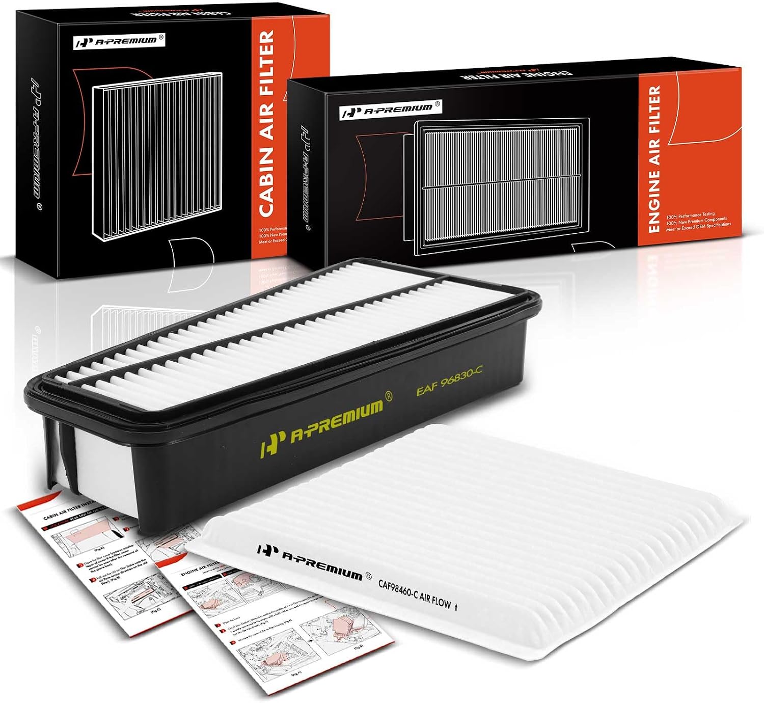 A-Premium 2-PC Engine & Cabin Air Filter Compatible with Toyota 4Runner 2003-2009, FJ Cruiser 2007-2009, 4.0L Replace# A3959, 63210AG000