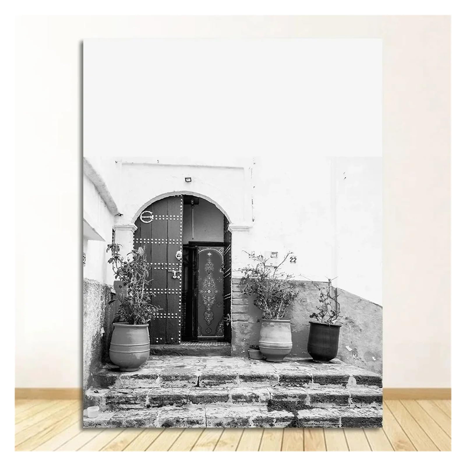 Toile mosquée porte bleue 40x60cm pour raviver un mur blanc sans âme