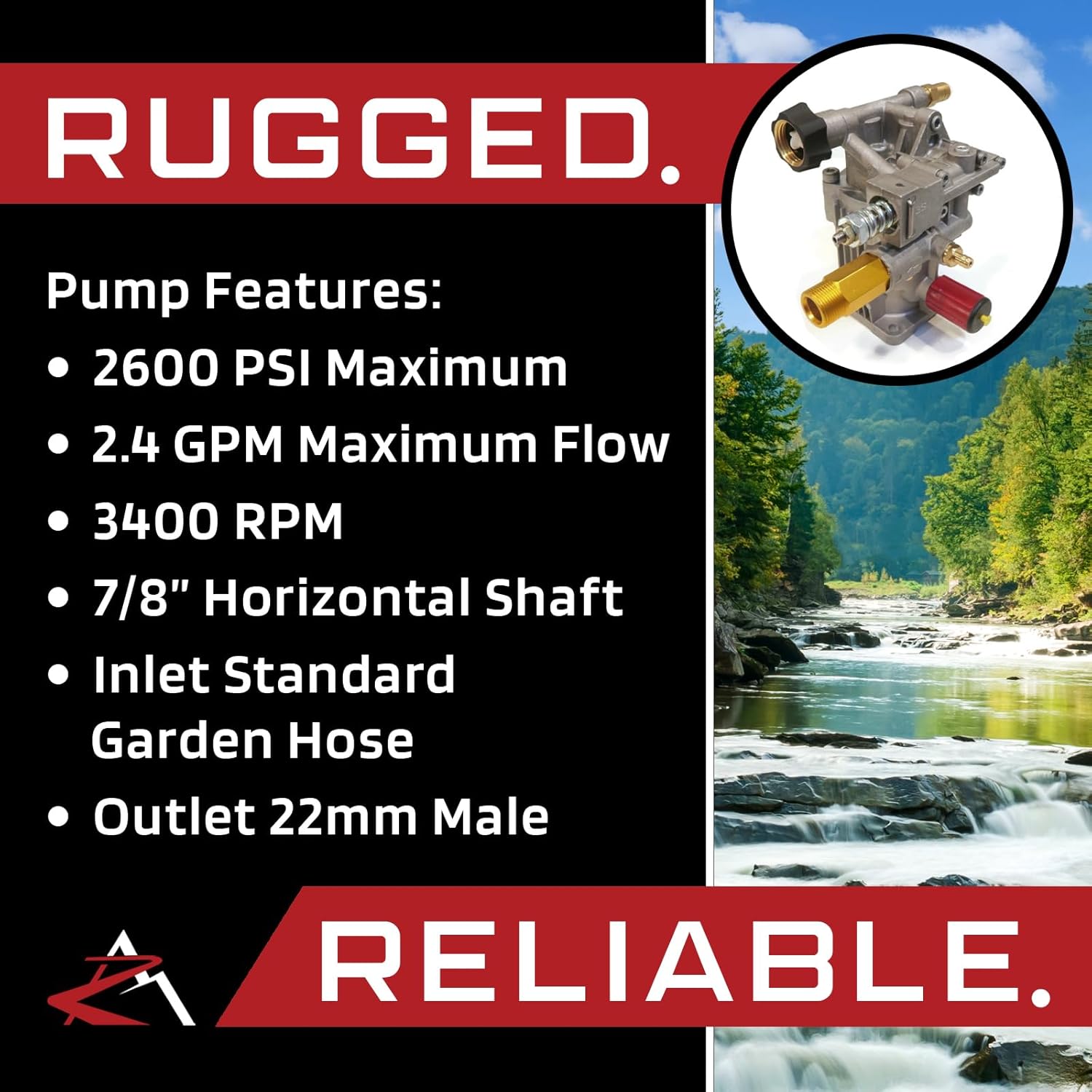 Pressure Washer Pump Replacement for Powerstroke PS80903A with 7/8" Horizontal Short Shaft