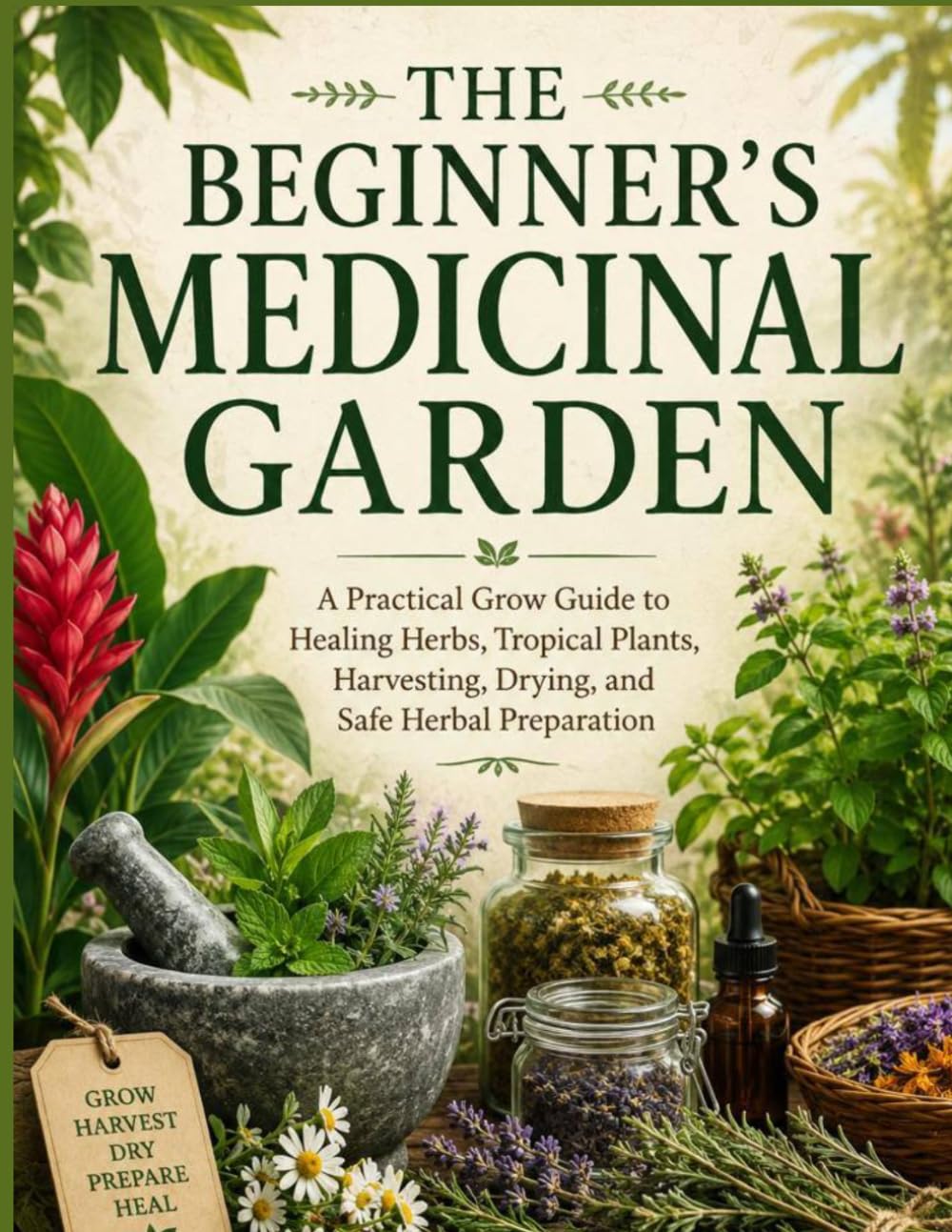 THE BEGINNER'S Medicinal Garden: A Practical Grow Guide to Healing Herbs, Tropical Plants, Harvesting, Drying, and Safe Herbal Preparation