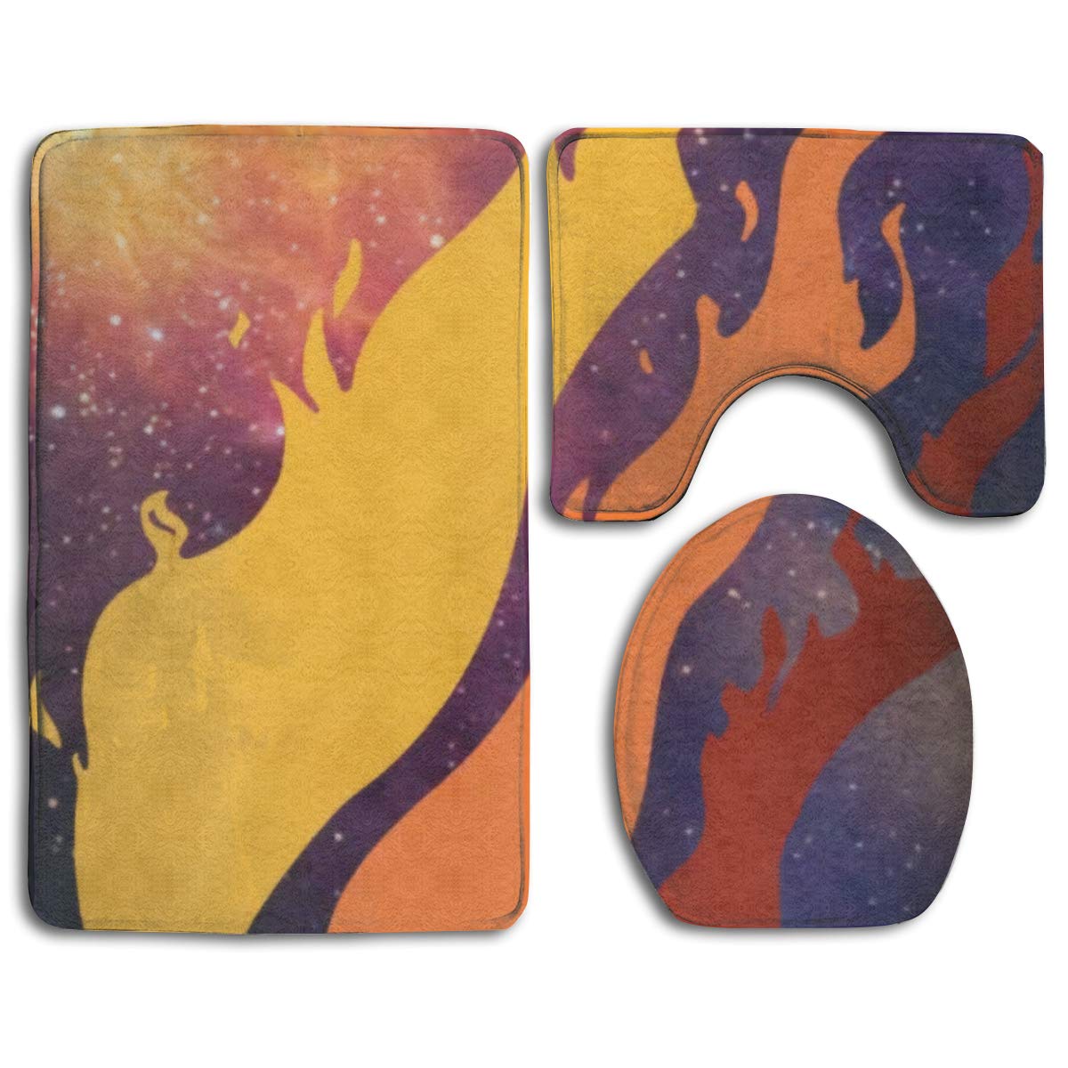 Preston Fire Nation Playz Gamer Flame 3-Piece Washable Bathroom Rug Set，Soft Non Slip Bath Mat + Contour + Toilet Lid Cover