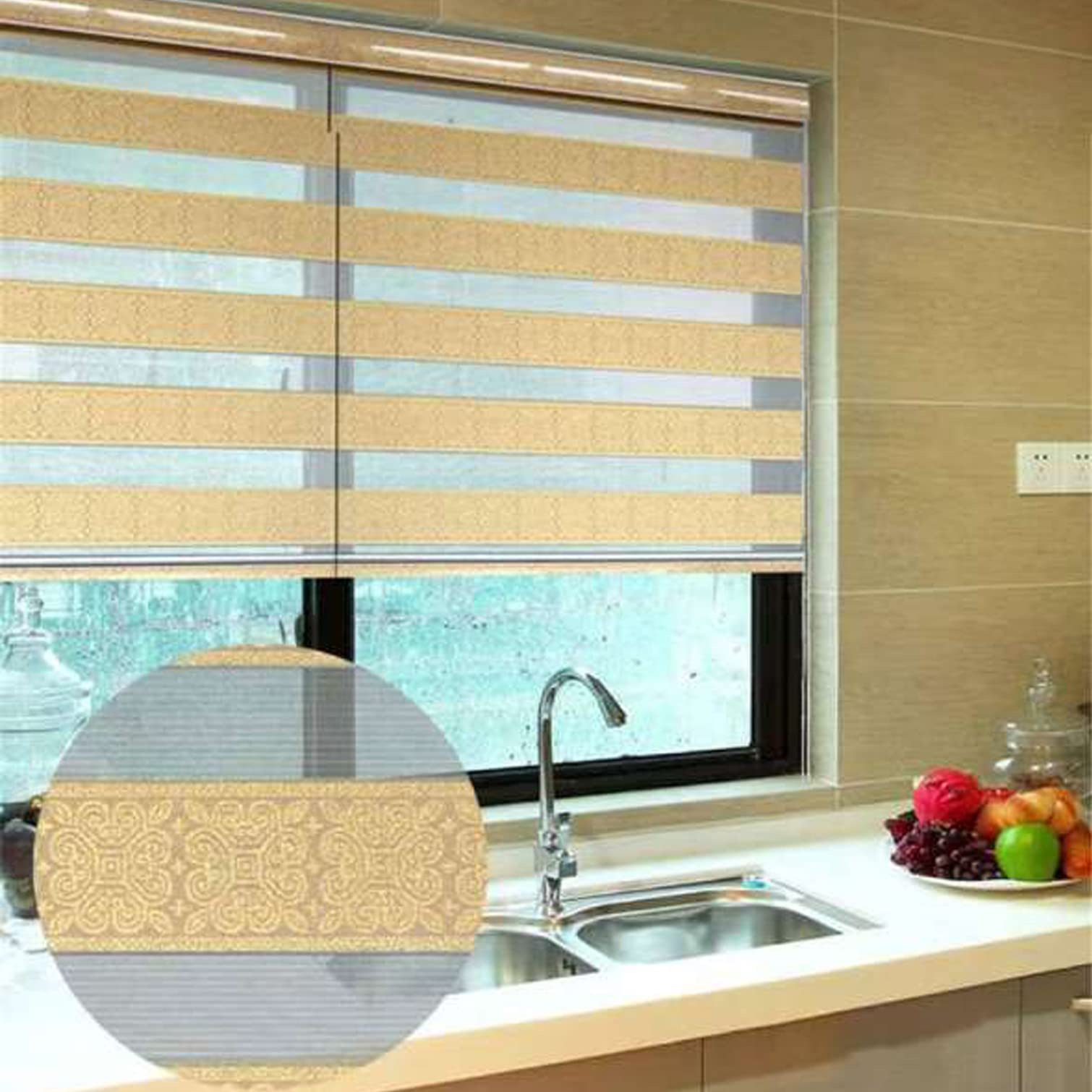 Persianas enrollables de doble capa personalizadas, tela de poliéster opaca y filtrante de luz, día y noche, para oficina en casa, translúcidas u opacas, 100 x 230 cm (ancho x alto)