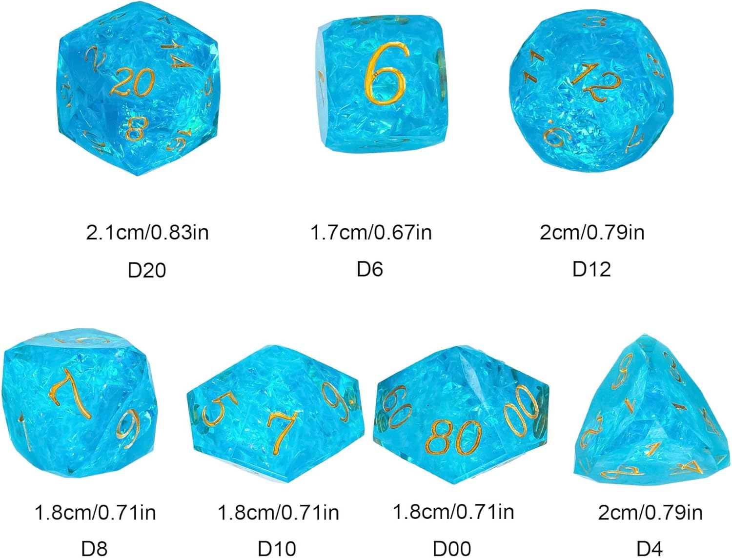 7PCS DND Dice Set,Transparent Sharp Edge Dice Set D&D RPG Polyhedral Die,for Dungeons and Dragons TTRPG Games Roleplaying Games,with Gift Box(Galaxy Blue)