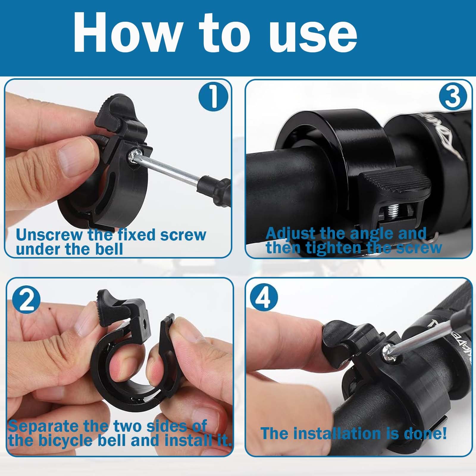 Set di 3 Campanelli per Bicicletta da Mountain Bike, Campanello Universale O Invisibile, Suono Forte da 100 Db, Facile da Installare, Alluminio di Alta qualità, Ideale per Strade e Percors