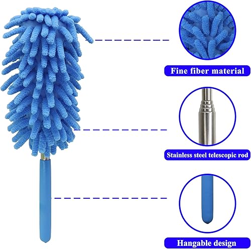 Miniatura 3 de zdyCGTime Plumero de microfibra, plumero de mano de microfibra, herramienta de limpieza de microfibra lavable, plumeros extensibles para limpieza de