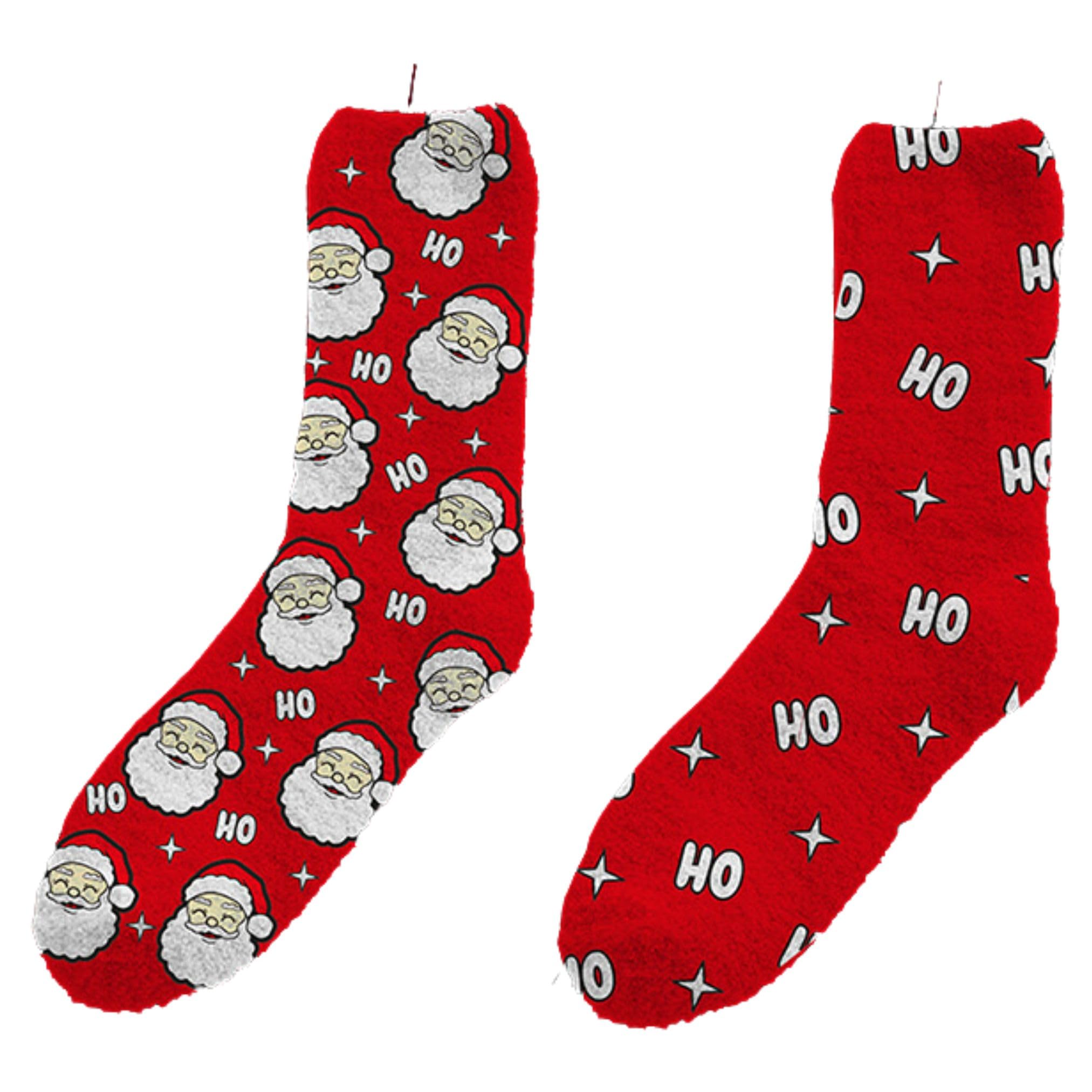 AKH® Men's Novelty Christmas Cozy Socks | 2 Pairs | Festive Funny Xmas Socks Warm Soft Christmas Socks for Men (Santa)