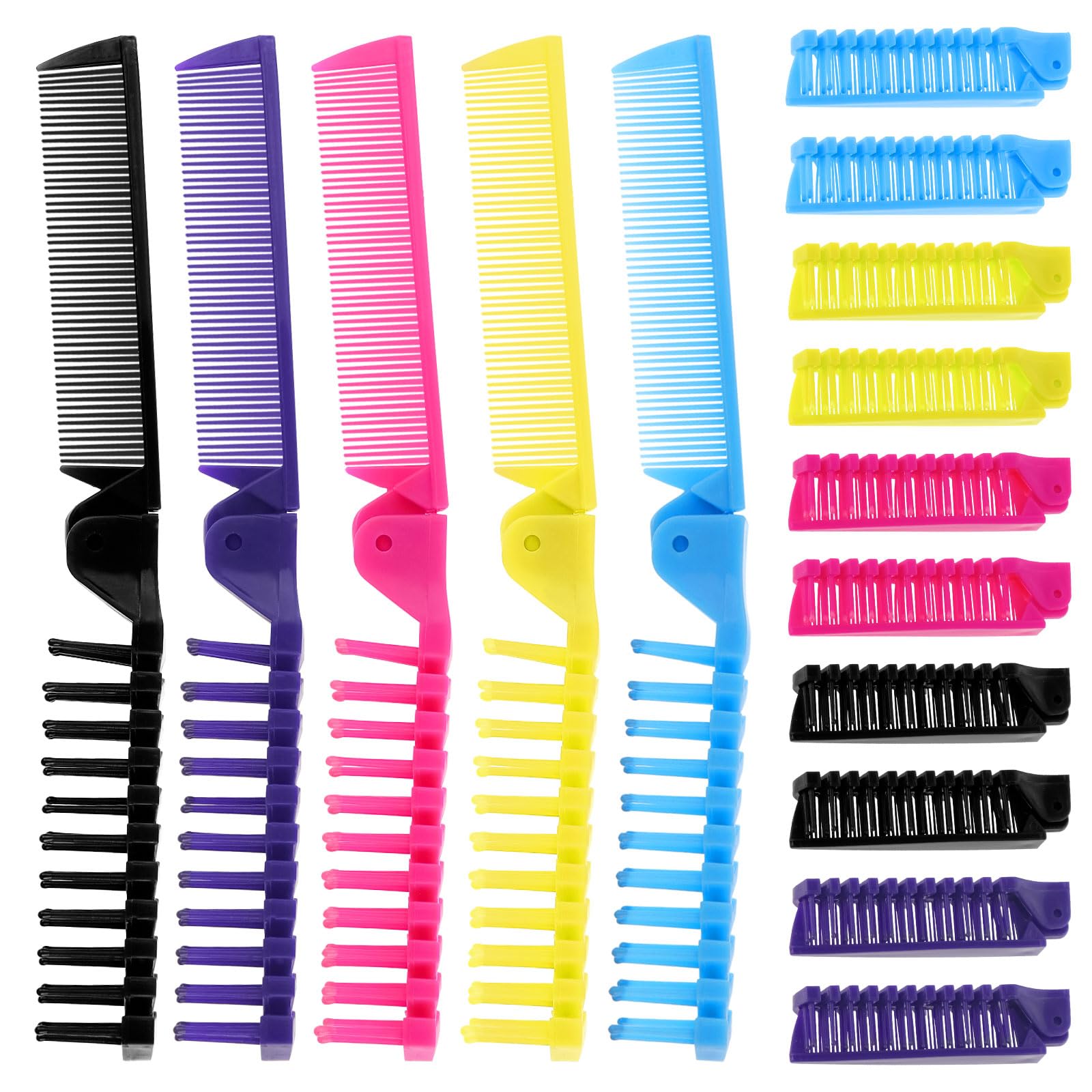 Foldable Hair Combs In Bulk, Individually Wrapped Multicolour Folding Comb, Women Men Pocket Size Double Headed Mini Hair Brush Styling Tool for