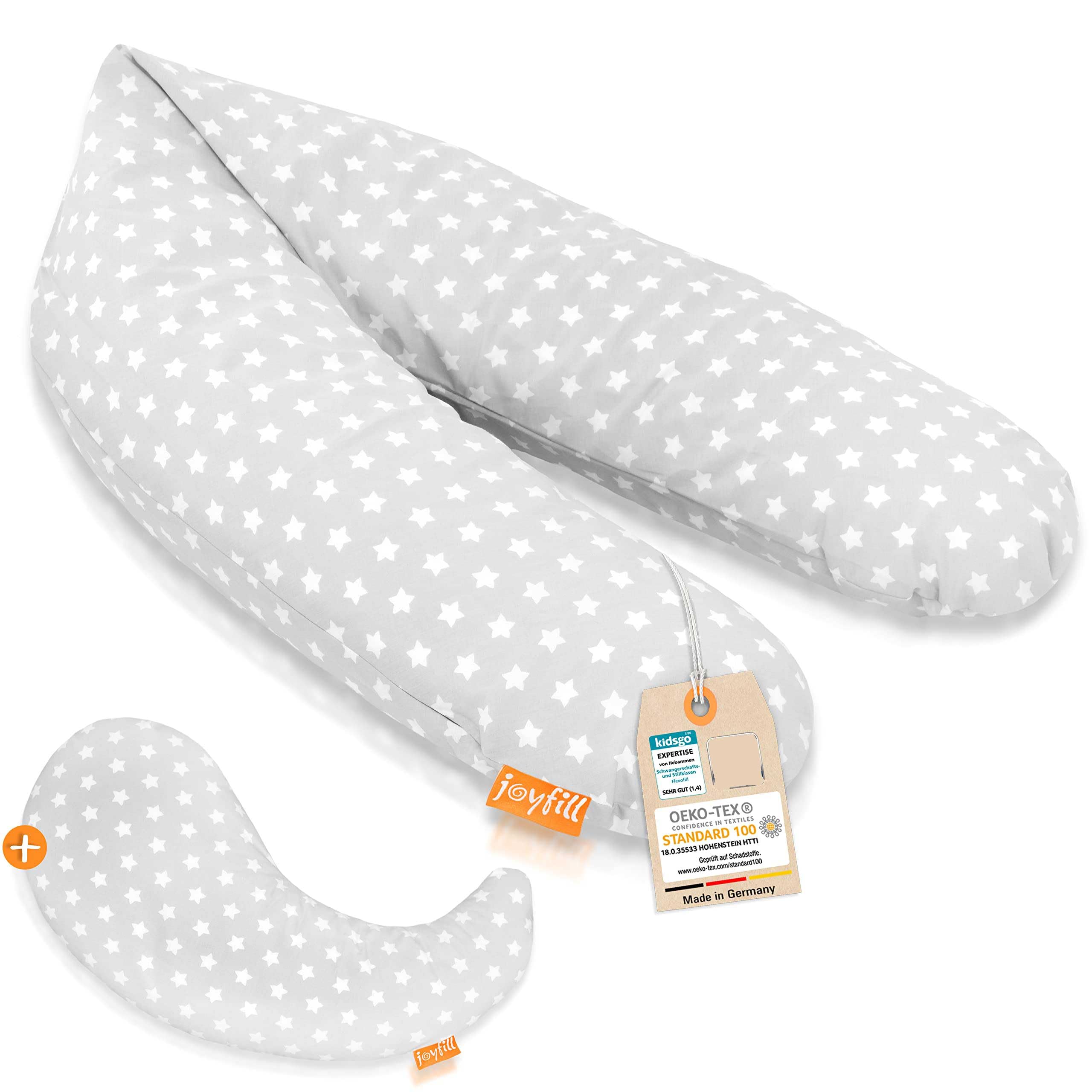 joyfill® Stillkissen Mikroperlen 190cm inkl. Nachfüllkissen I Schwangerschaftskissen - Made in Germany I Ideal zum Schlafen & Stillen Dank Flüsterleiser & Bequemer Füllung I Stillkissen XXL