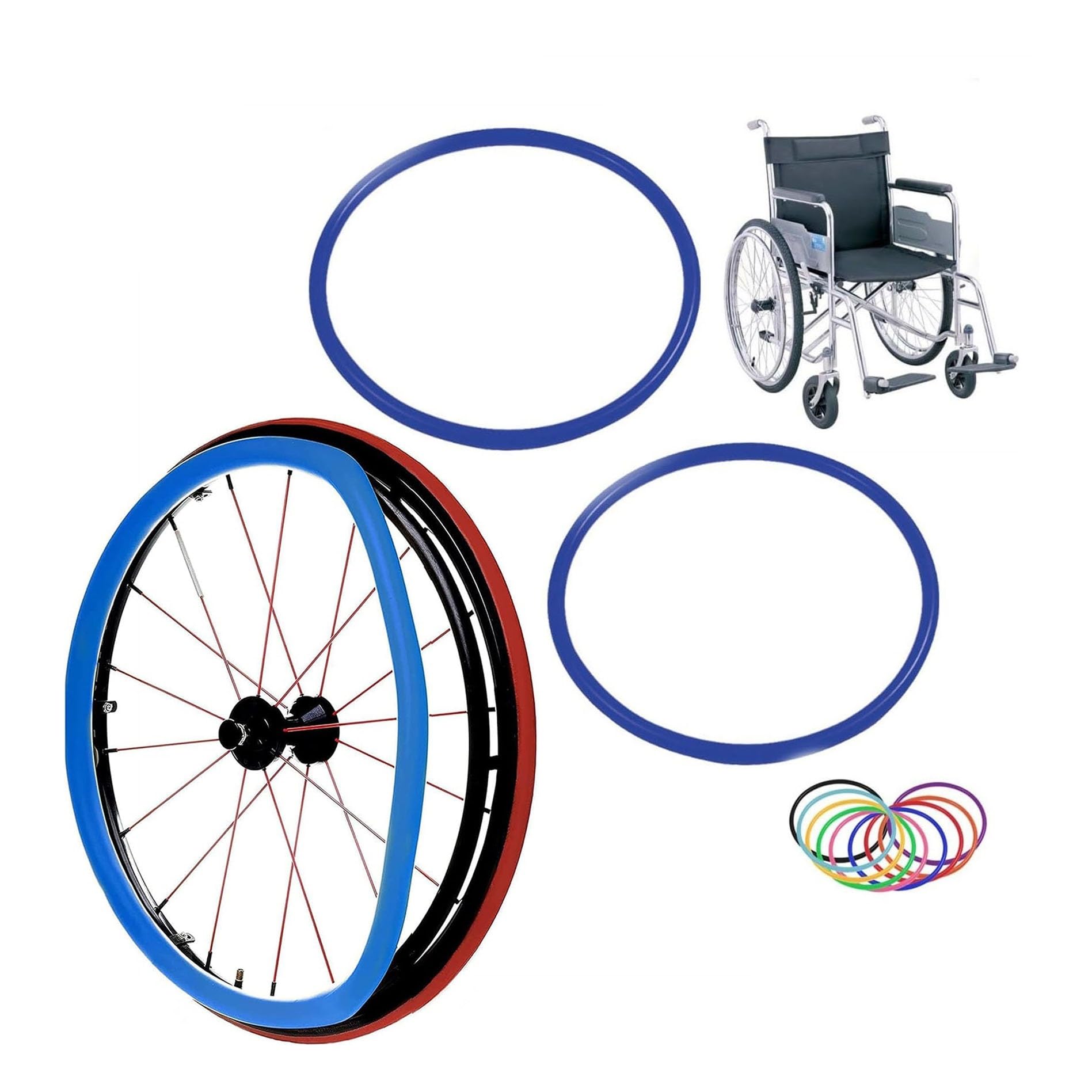 1 Paar Rollstuhlabdeckungen, 24/22/20 Zoll Silikon-Schutzhülle für den Hinterrad-Schiebring des Rollstuhls, rutschfestes, verschleißfestes Zubehör für Handschiebeabdeckungen zur Verbesserung von Griff